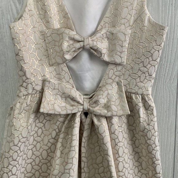 Erin Fetherston Gold Cream Jacquard Winnie Cocktail Dress Women's 8 - Picture 5 of 6